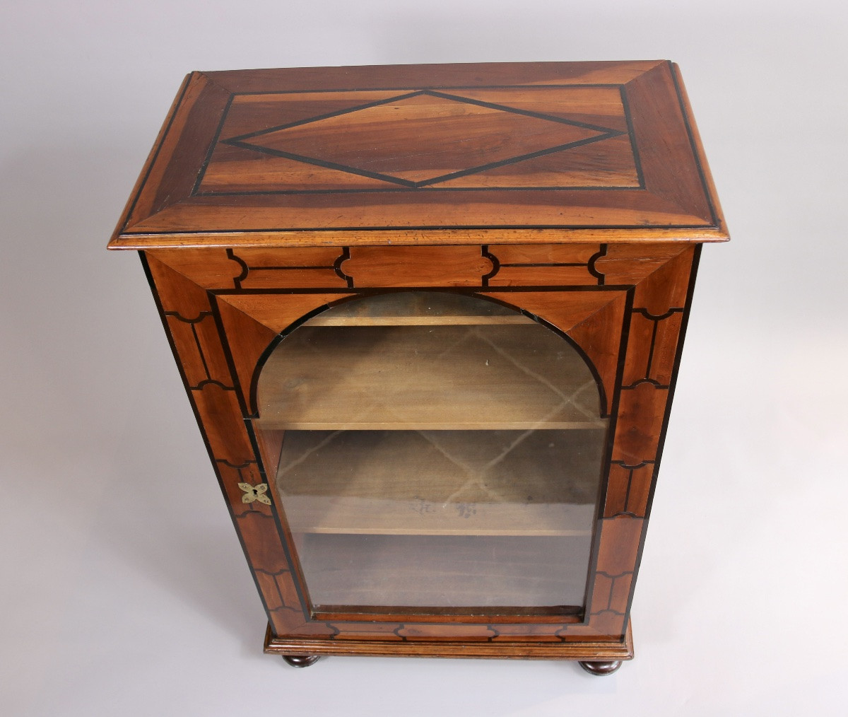 Small Glass-fronted Bookcase At Waist Height-photo-3