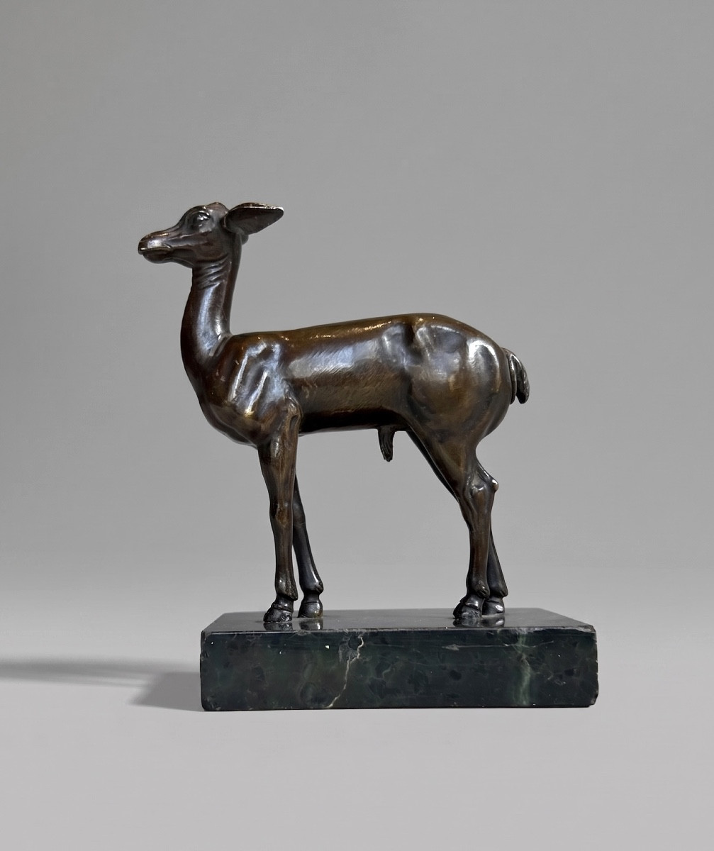 Faon en bronze, d’après l’antique de la Villa dei Papiri à Herculanum