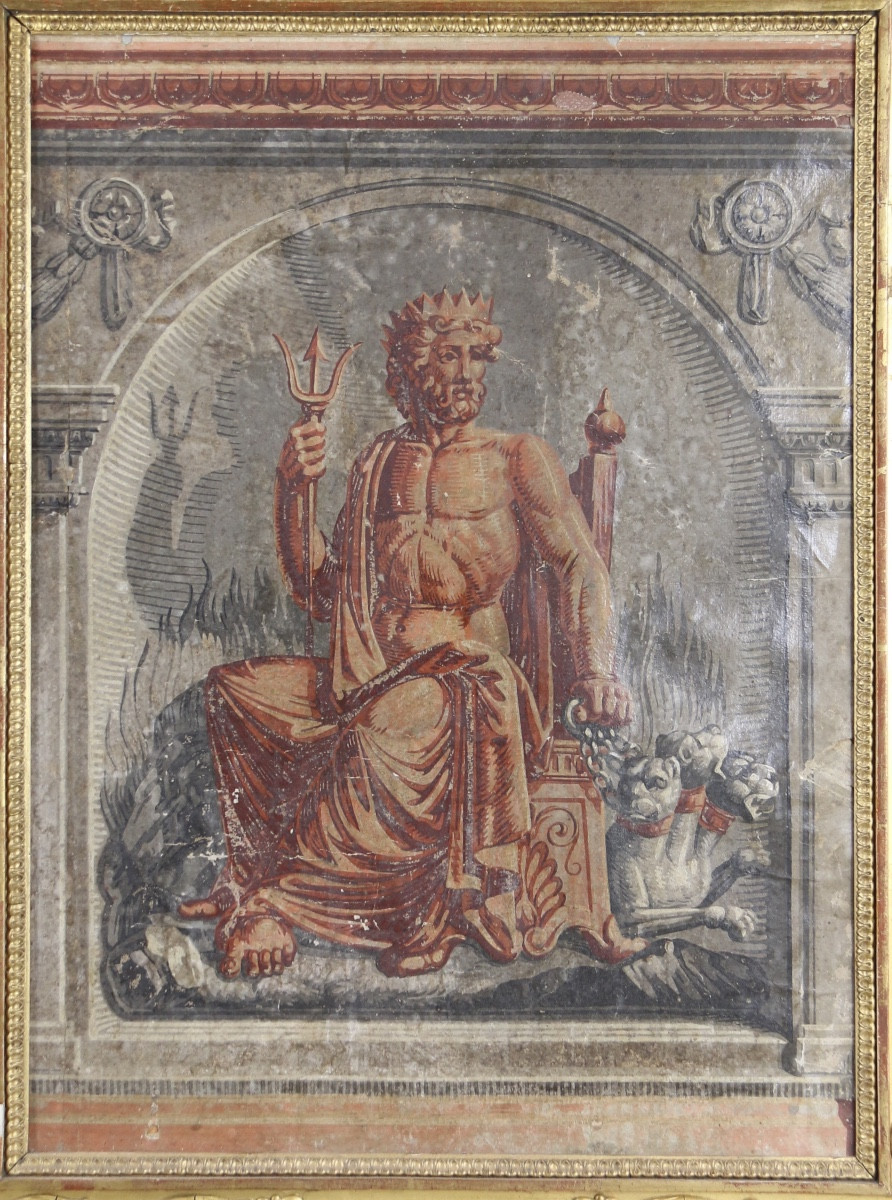 Fragment de papier-peint représentant Hadès et Cerbère