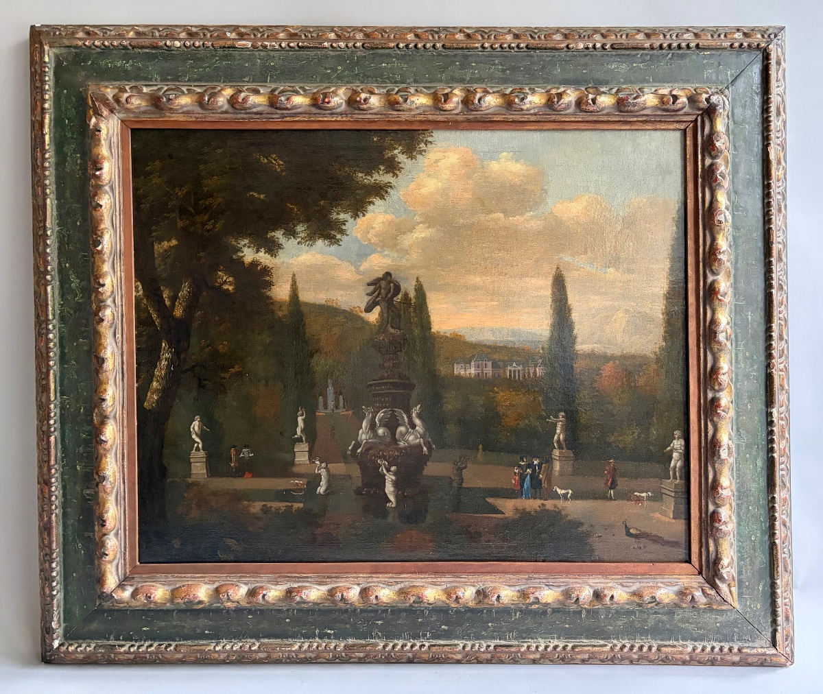 Cercle de Jan Blom (1622-1685), Paysage et parc autour d'une fontaine