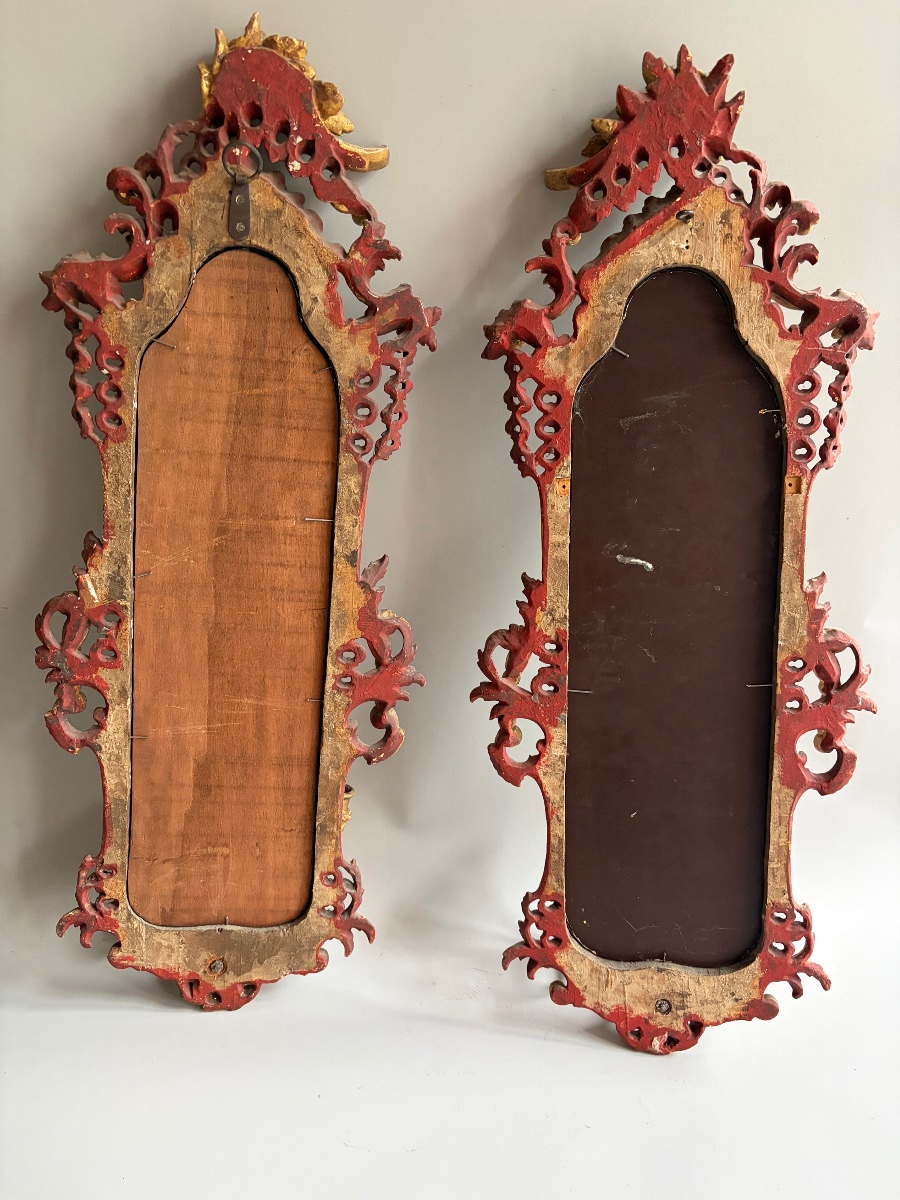 Paire de miroirs à deux bras de lumière de style Louis XV-photo-1
