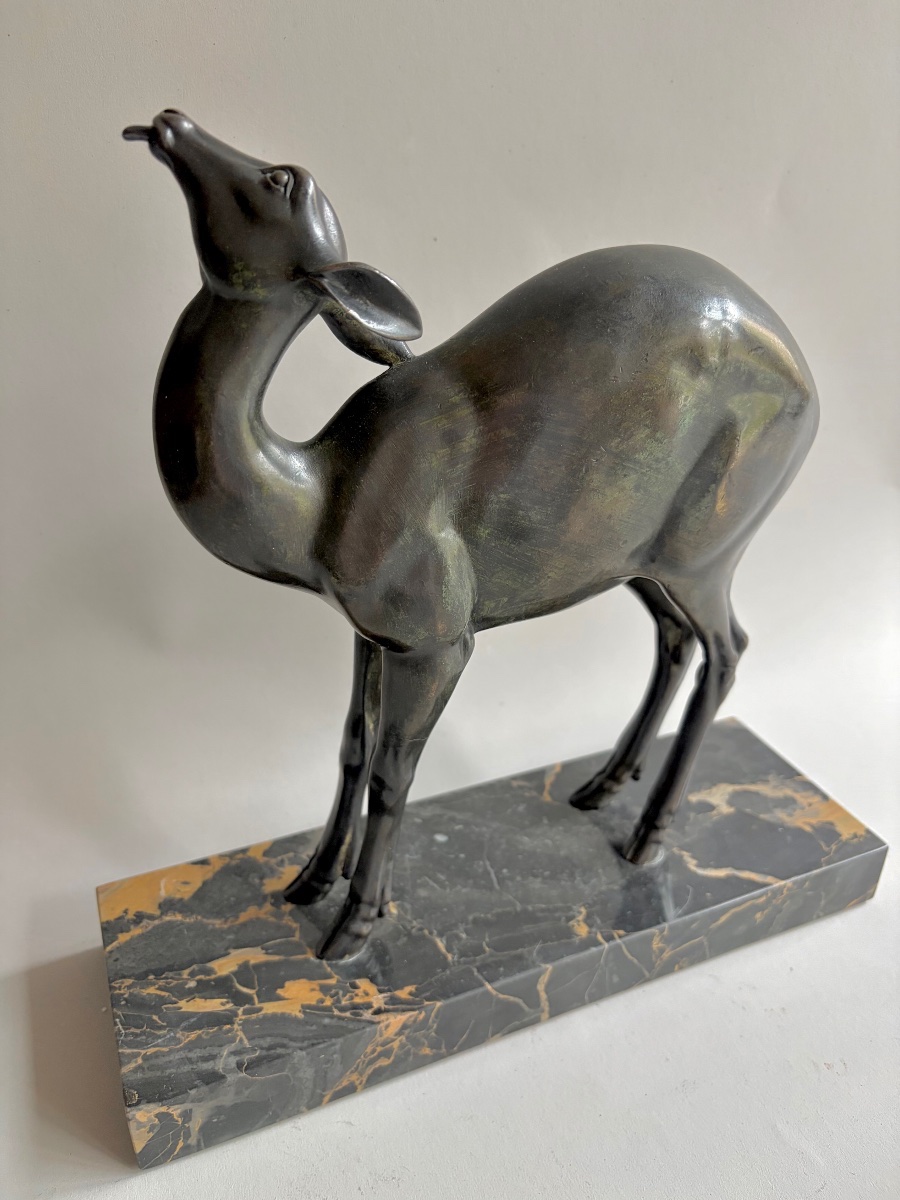 Cervidé en bronze Art Déco-photo-4