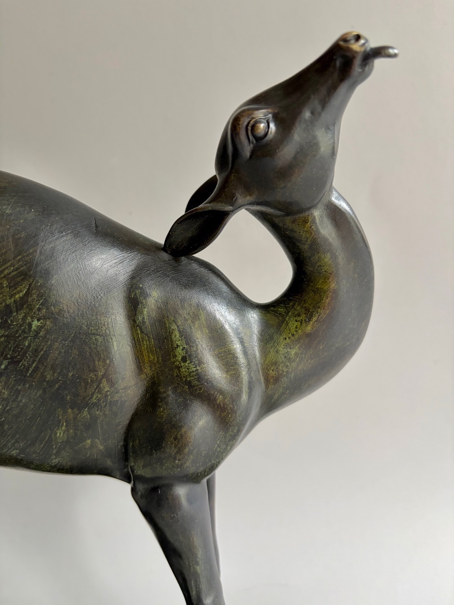 Biche Art-Déco en bronze-photo-2