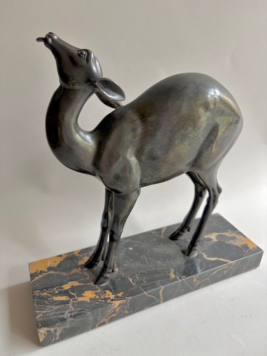 Biche Art-Déco en bronze-photo-4