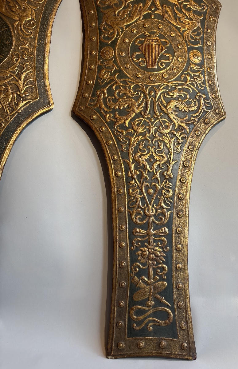 Florence, Early 19th Century, Pair Of Revival Shields-photo-2