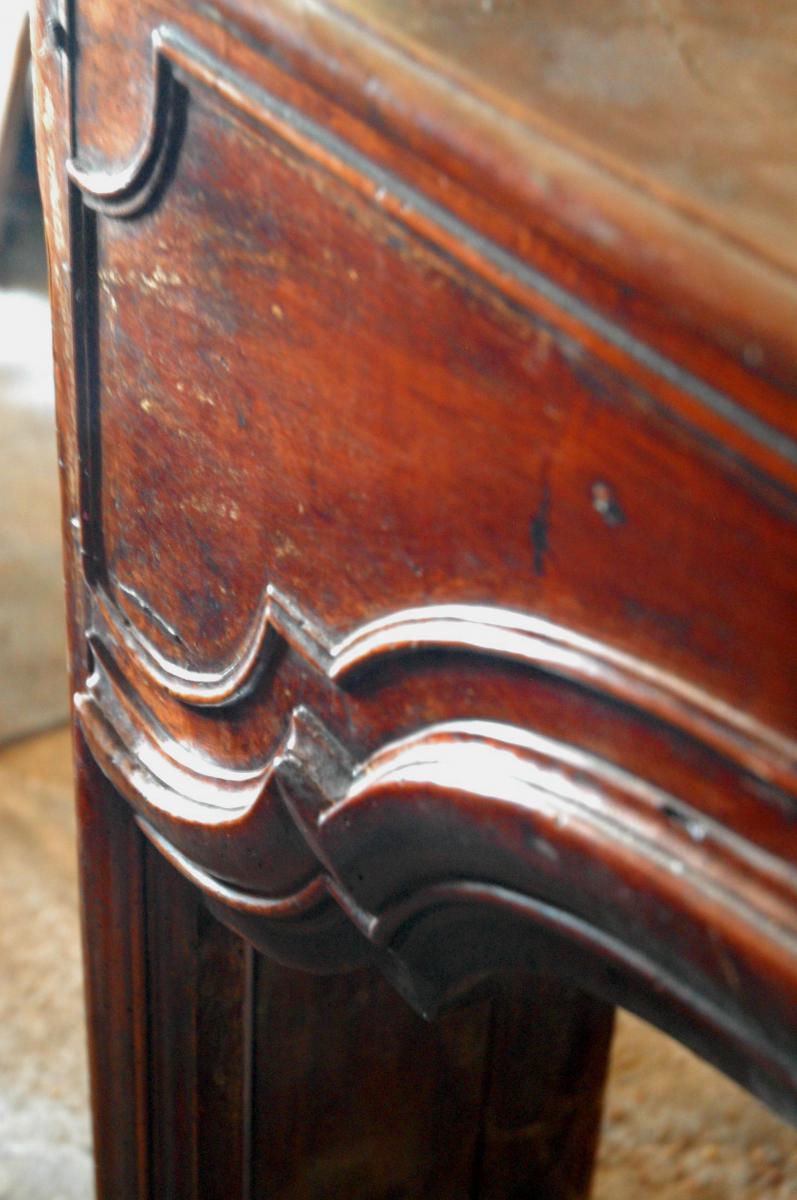 Fireplace Walnut Period Louis XIV Returns With Her In Woodwork, Provenance: South West-photo-4