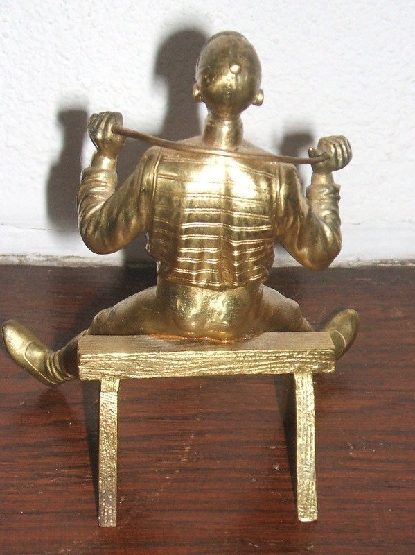 Jockey Sur Balustrade: Bronze Attitude Humoristique-photo-2