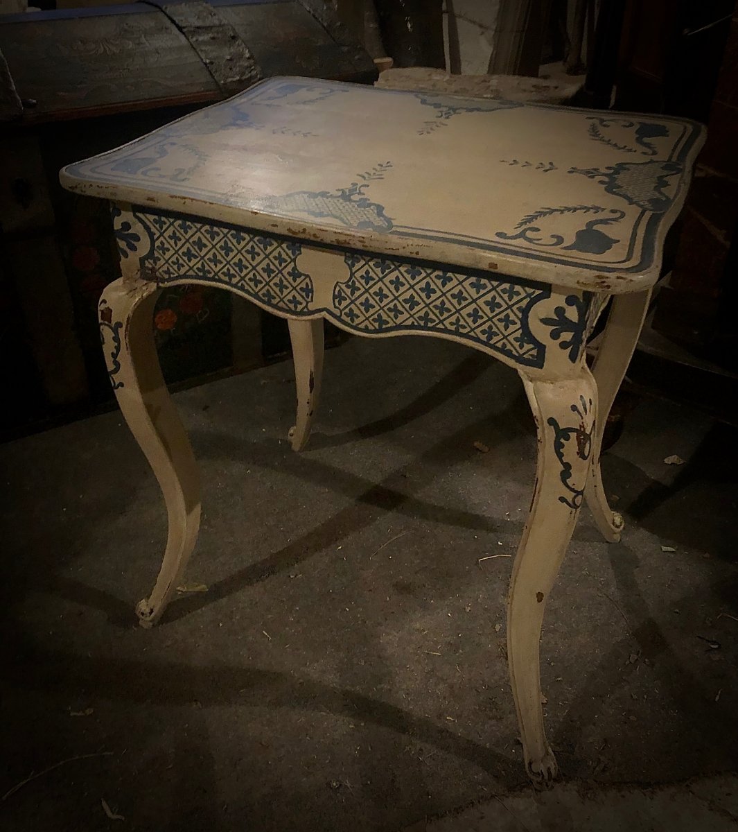 XIXth Cabaret Table In Painted Oak-photo-4