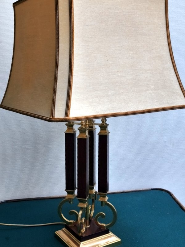 Lampe Bronze Et Acajou Willy Rizzo 1970-photo-2