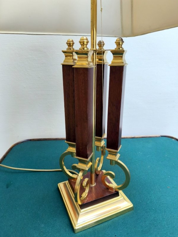 Lampe Bronze Et Acajou Willy Rizzo 1970-photo-3