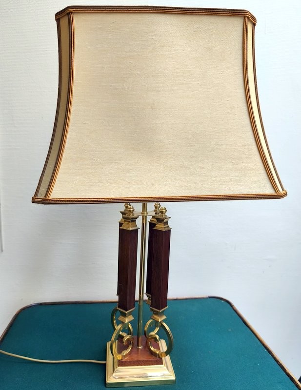 Lampe Bronze Et Acajou Willy Rizzo 1970