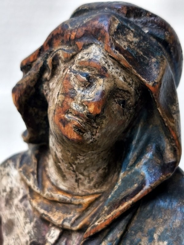 Polychrome Carved Wooden Pietà, Late 17th Century-photo-2