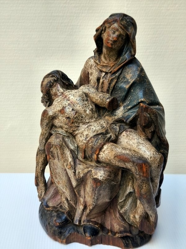 Polychrome Carved Wooden Pietà, Late 17th Century