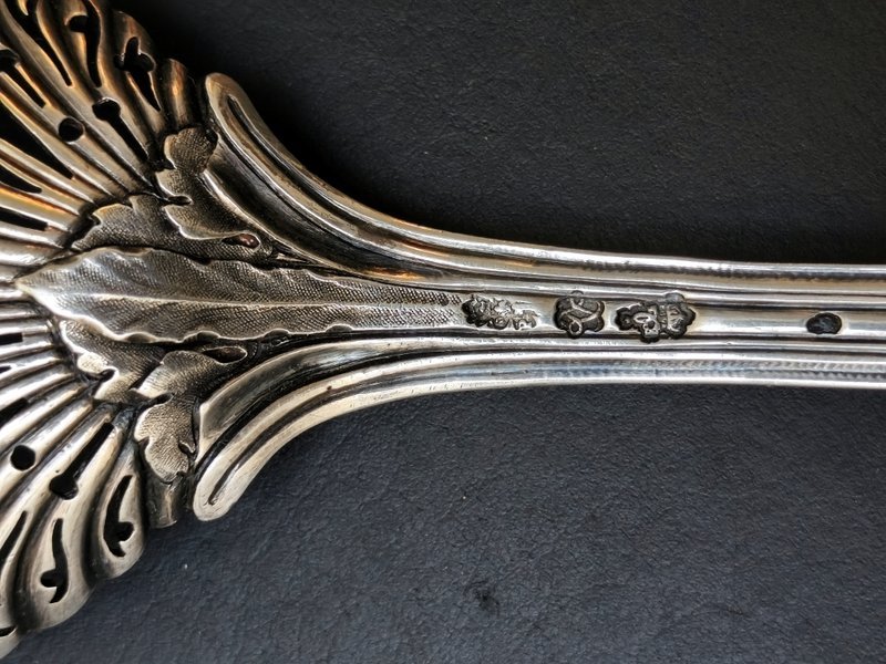 Saupoudreuse Cuillère à Sucre Argent Massif  XVIII°-photo-4