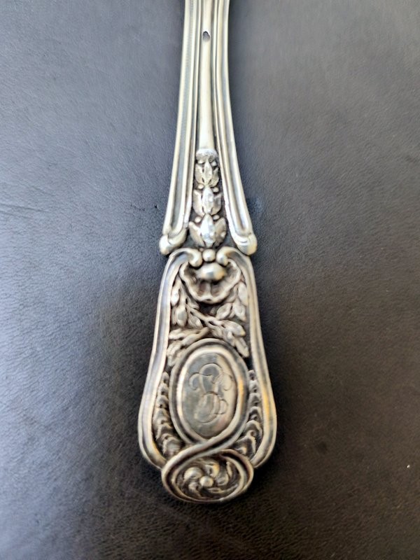 Saupoudreuse Cuillère à Sucre Argent Massif  XVIII°-photo-6