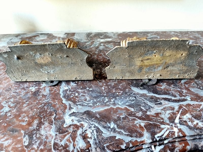 Pair Of Small Consoles, Carved And Gilded  XVIII°.-photo-7
