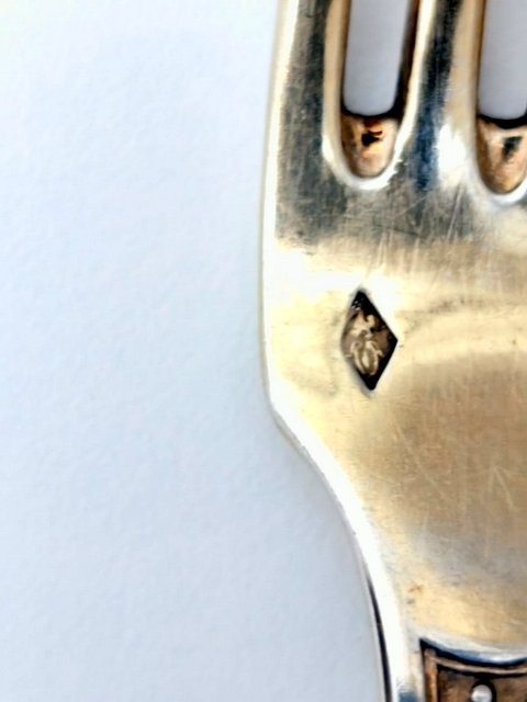 Dessert Cutlery Set - Silver-gilt. Very Beautiful Model And Coat Of Arms, 19th Century.-photo-3