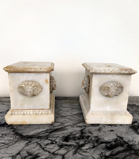 Pair Of Alabaster Bases, Early 19th Century-photo-2