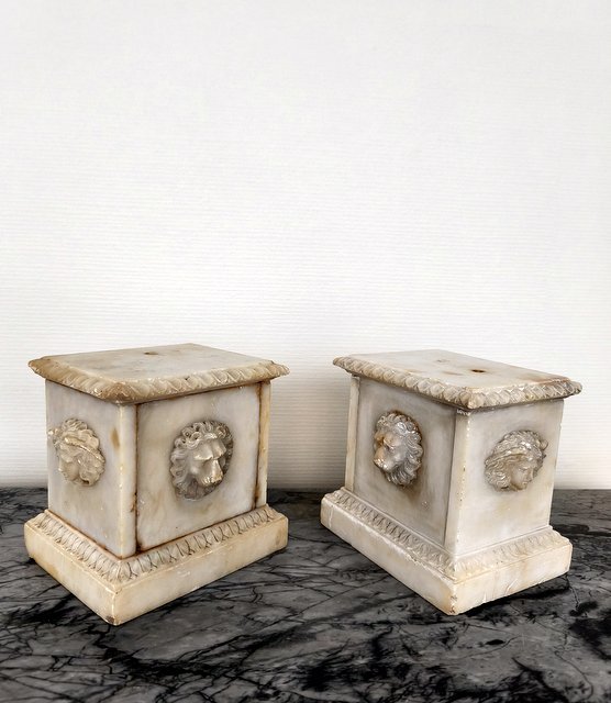Pair Of Alabaster Bases, Early 19th Century-photo-3
