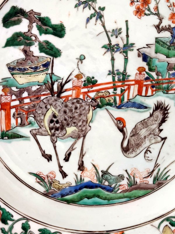 Plat en porcelaine , émaux famille verte XVIII°  Chine.-photo-2