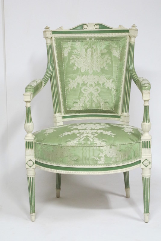 Suite Four Wooden Chairs Painted Louis XVI Period End-photo-2