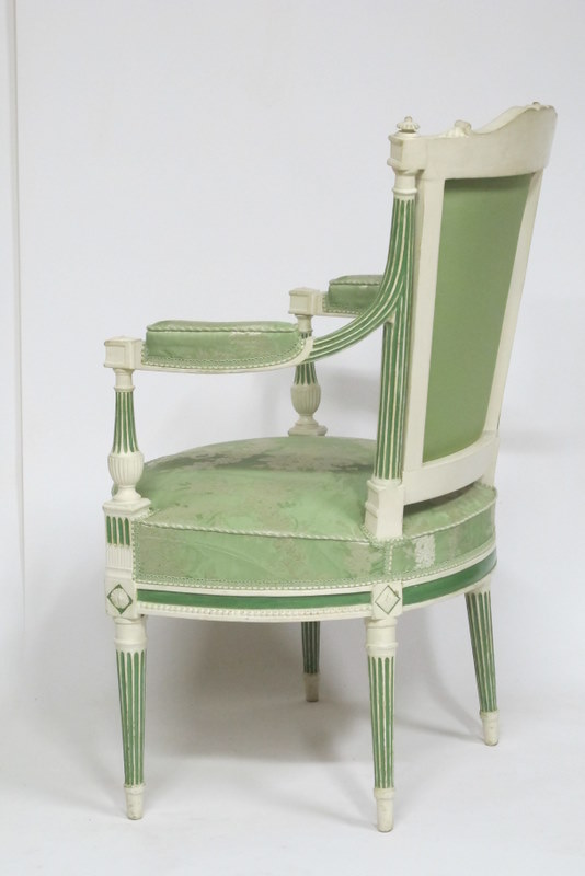 Suite Four Wooden Chairs Painted Louis XVI Period End-photo-4