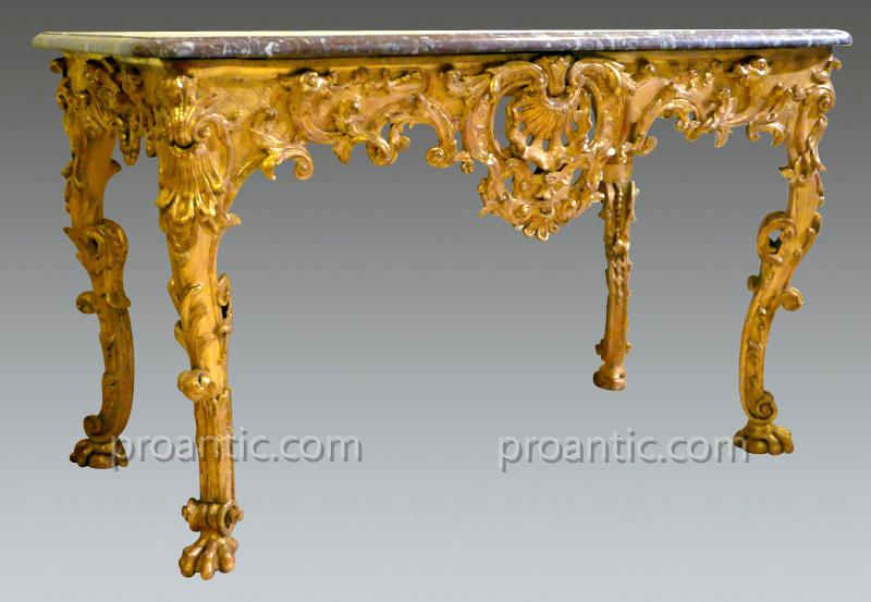 Console Carved And Gilded, Four Feet Regency Period.-photo-2