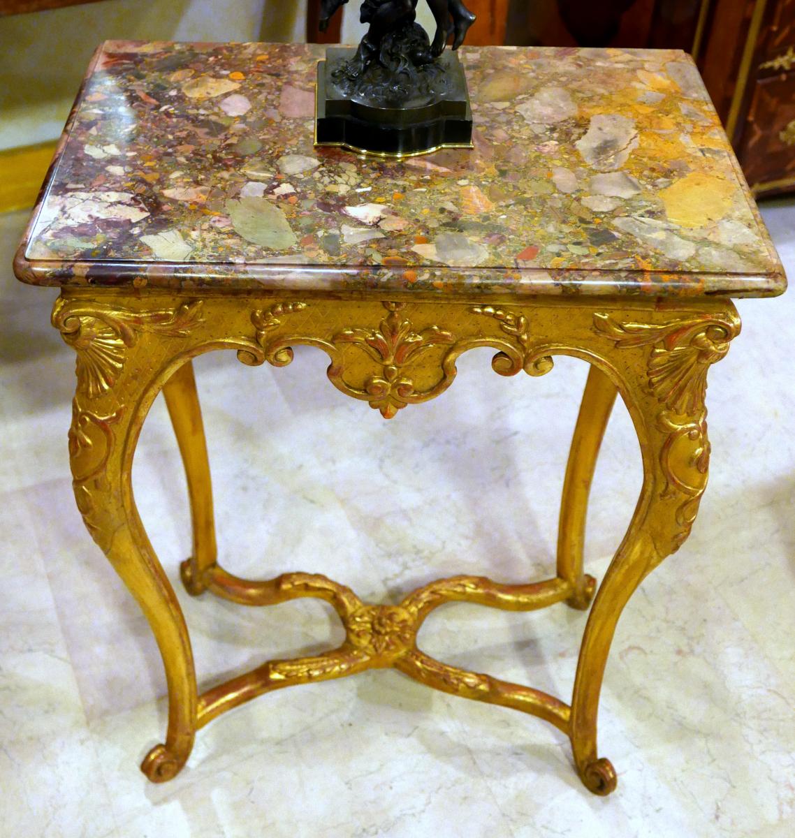 Table Console Bois Dore Epoque Régence-photo-2