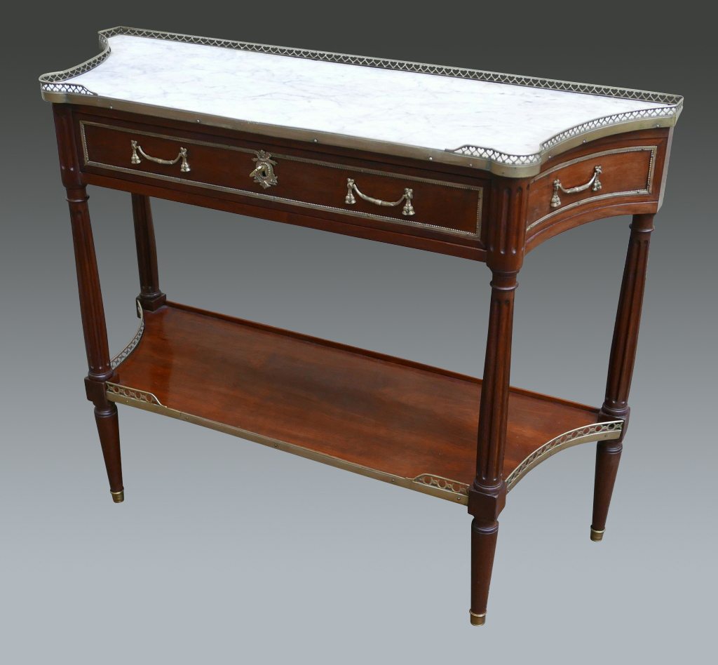 Console Mahogany And Bronzes Golden Louis XVI-photo-3
