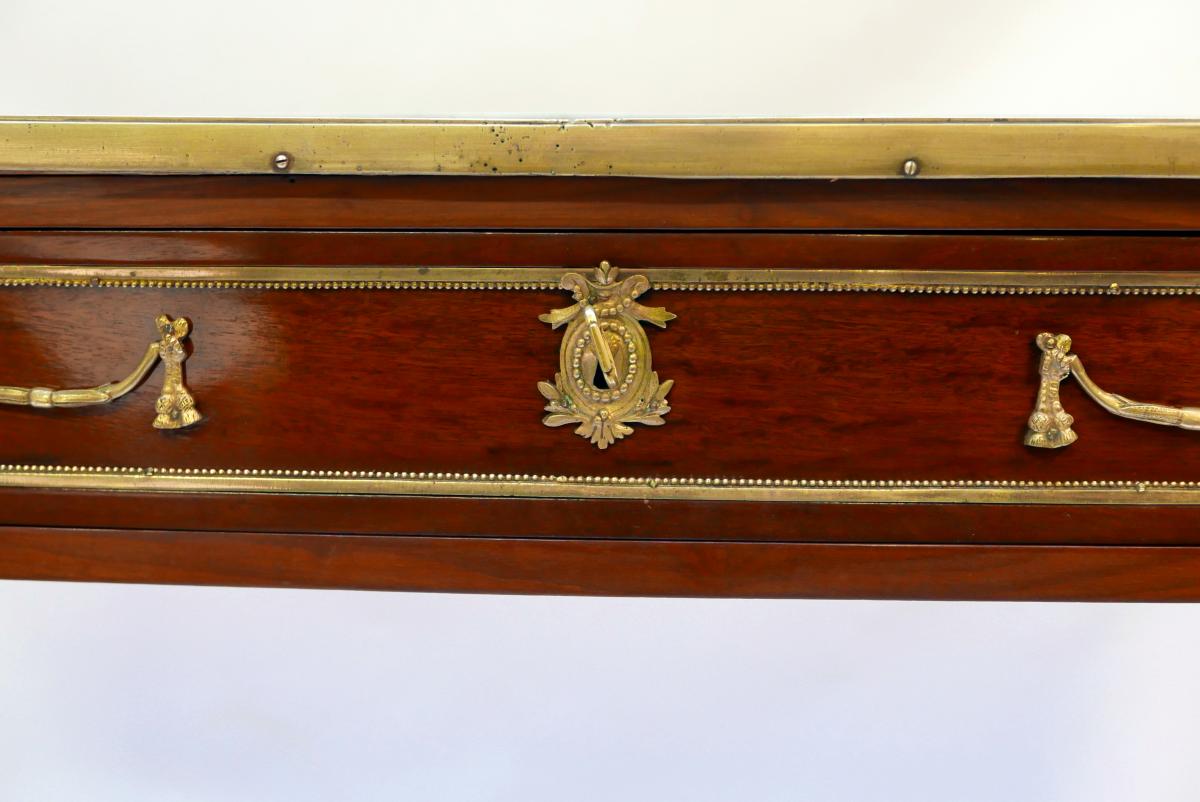 Console Mahogany And Bronzes Golden Louis XVI-photo-4
