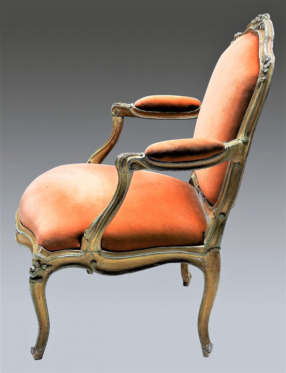 Fauteuil Dos Plat à Châssis époque Louis XV-photo-3