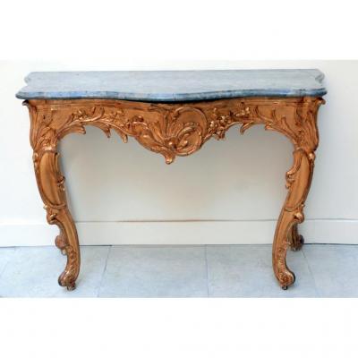 Console Bois Sculpte Et Doré, Quatre Pieds époque Regence