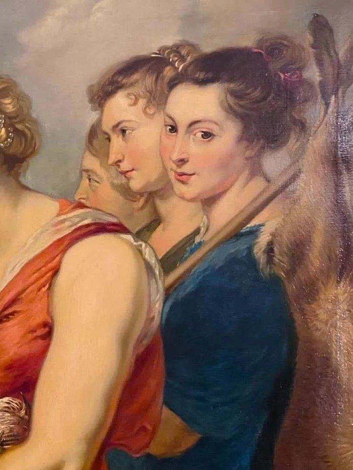 Grande Peinture Antique Après Peter Paul Rubens, Vers 19e Siècle-photo-6