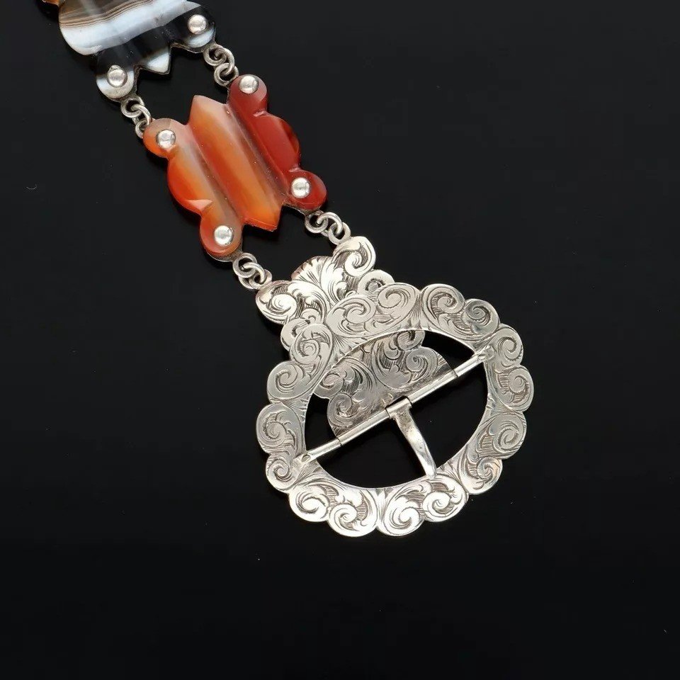 Bracelet écossais En Argent Et Agate, époque Victorienne, Circa 1880-photo-4
