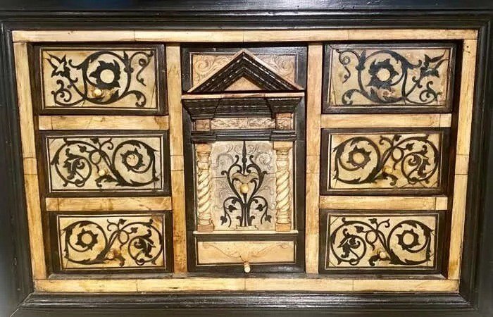 Cabinet De Table Ancien En ébène Et Ivoire, Italie Du Nord, Fin 17e Siècle-photo-4