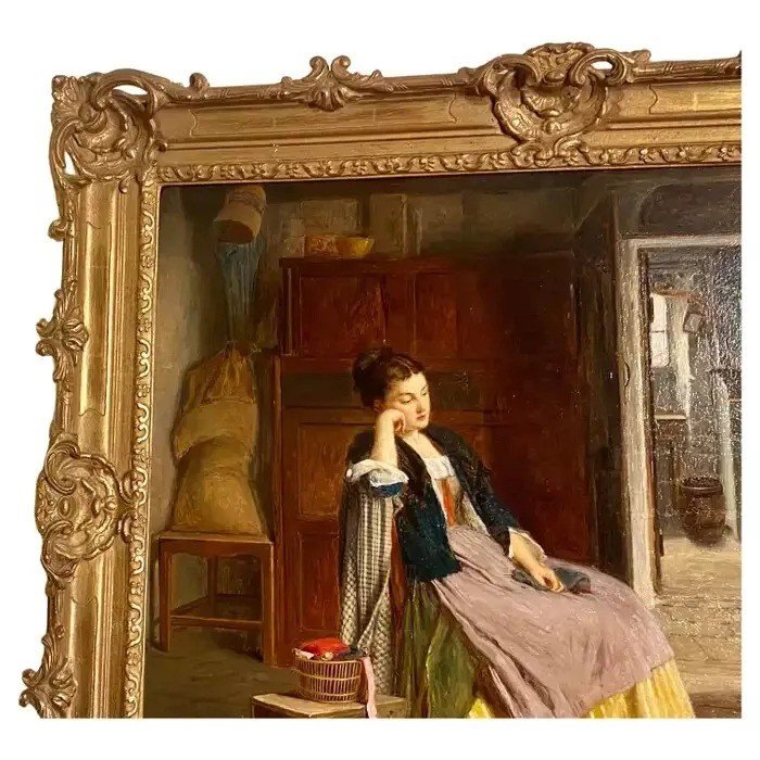 Large Antique Victorian Painting Signed By Haynes King (1831-1904, British)-photo-4
