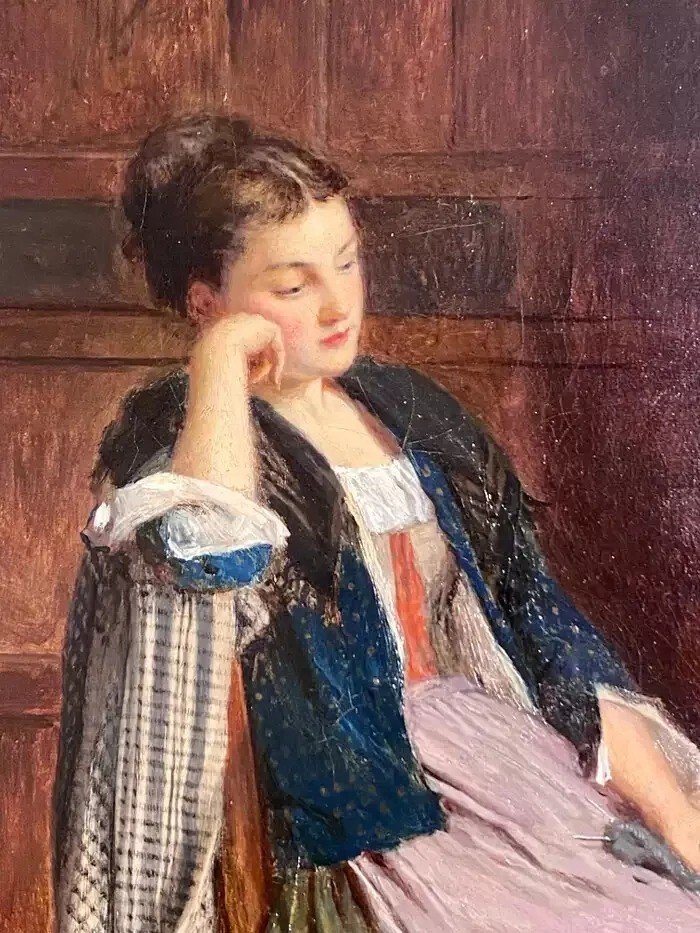 Large Antique Victorian Painting Signed By Haynes King (1831-1904, British)-photo-6
