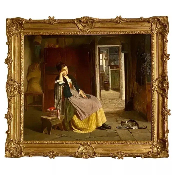 Large Antique Victorian Painting Signed By Haynes King (1831-1904, British)
