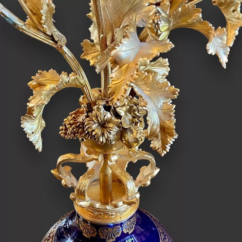 19th Century Sevres Style Gilt Bronze And Ceramic Candelabra-photo-1
