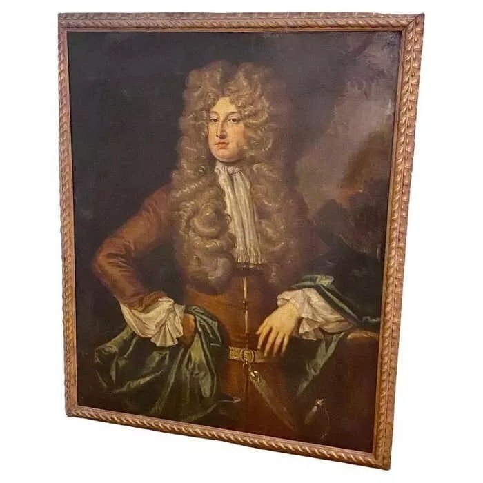 Grand Portrait d'Un Jeune Noble Du XVIIIe Siècle, Peinture à l'Huile Britannique-photo-1
