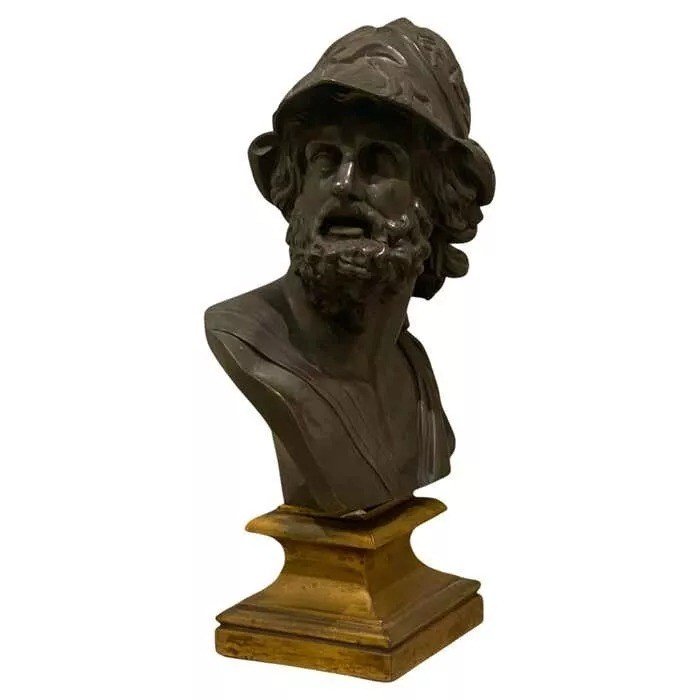 Bronze Bust Of Menelaus King Of Sparta Grand Tour, Circa 19th Century-photo-4