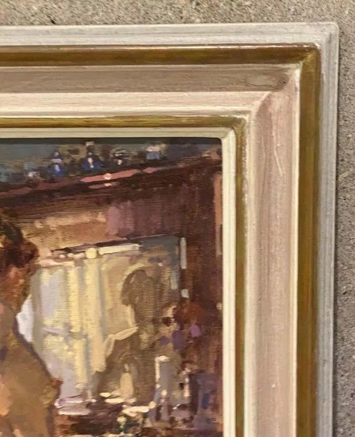 John Martin 1957 Rba.impressionist Nude Oil Painting Signed.bella At The Dresser-photo-3