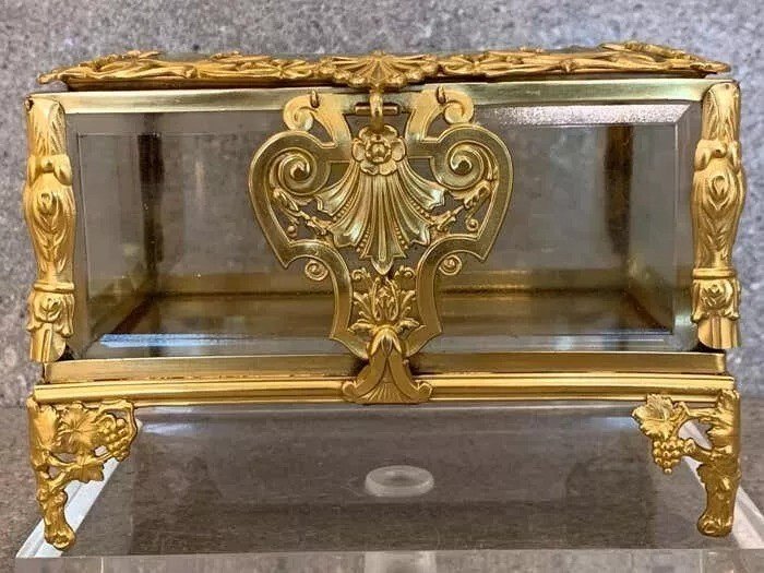 Large Napoleon III Ormolu Mounted Glass Casket / Box French-photo-7