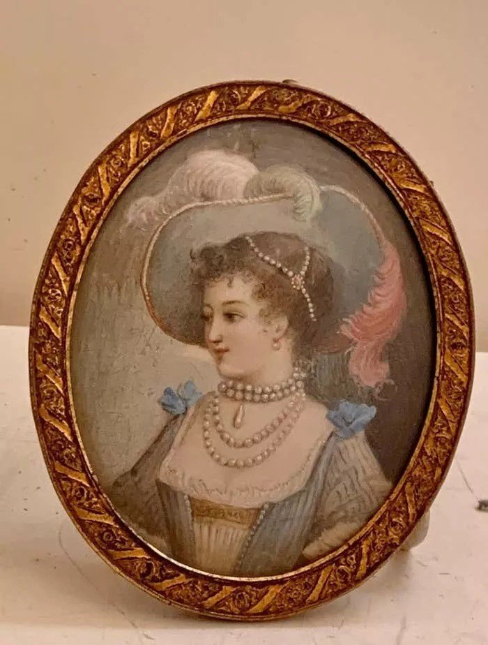 Paire De Miniatures Portraits Peintures, Jeune Dame Signée J.b. Royby-photo-2