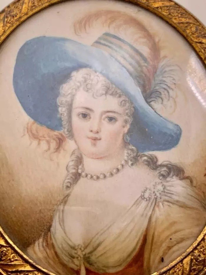 Paire De Miniatures Portraits Peintures, Jeune Dame Signée J.b. Royby-photo-4