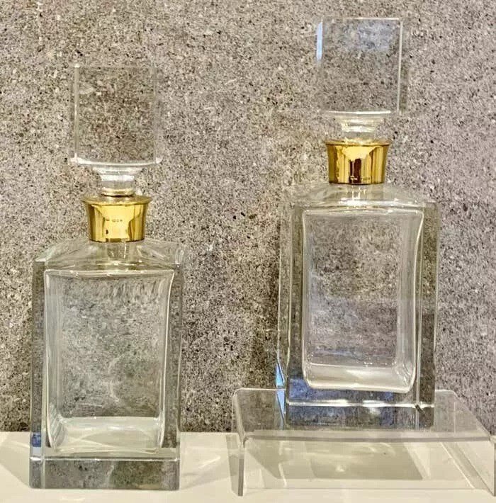  Paire De Carafes à Spiritueux En Verre Montées En Argent Par Mappin & Webb, Milieu Du 2-photo-2