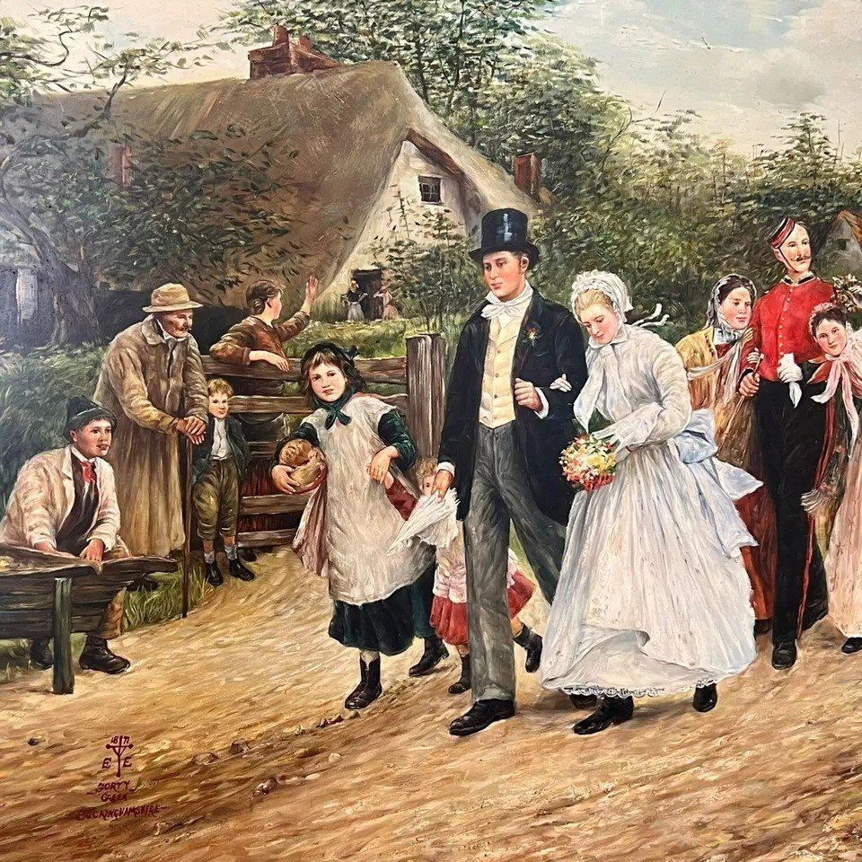 Very Large Early 20th Century Oil On Board Of Buckinghamshire-photo-1