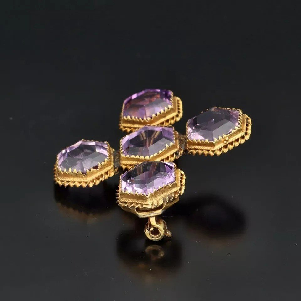Broche Victorienne En Or 18ct Avec Améthyste-photo-3