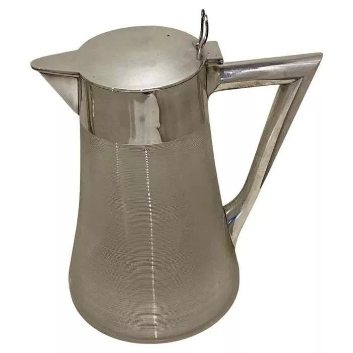 Pichet Victorien En Verre Strié Et Argent Sterling Par Asprey & Co, Circa 1898-photo-2