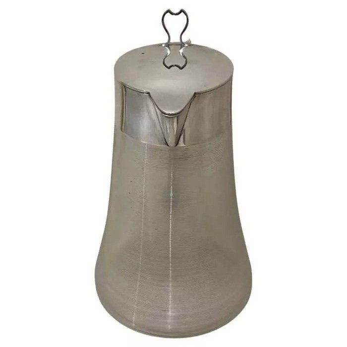 Pichet Victorien En Verre Strié Et Argent Sterling Par Asprey & Co, Circa 1898-photo-3